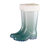 Stivali di gomma imbottiti da donna, con gradiente di colore, stivali da | PVC con fodera calda, gradiente di colore, impermeabile, lunghezza al ginocchio, suola antiscivolo, per giornate fredde di