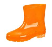 Stivali di gomma impermeabili da donna, comodi stivali di gomma, da pesca, a piedi nudi, da giardino, con suola morbida, piatti, comodi, robusti e elastici, Colore: arancione., 35 EU