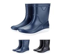 Stivali di gomma impermeabili da uomo, antiscivolo, semi-alti, antivento, resistenti all'abrasione, morbidi e confortevoli, alla moda, per il tempo libero, per la pesca, Blu, 39 EU