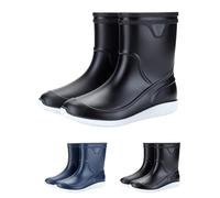 Stivali di gomma impermeabili da uomo, antiscivolo, semi-alti, antivento, resistenti all'abrasione, morbidi e confortevoli, alla moda, per il tempo libero, per la pesca, Nero , 43 EU