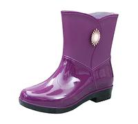 Stivali di Gomma Leggeri da Donna Tronchetti Altezza Stivaletti Slip On Giardino Esterno Con Comfort Ultimi Pioggia e Resistenti Wellies Ankle Boots Scarpe Giardiniere
