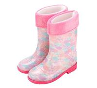 Stivali di gomma per bambini, imbottiti, caldi | PVC con fodera calda, impermeabile, suola antiscivolo, mezza altezza, 6-11 anni, per inverno e strada a scuola