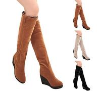 Stivali Donna Alta Suola Zeppe Stivaletti in Camoscio Donna Pieghevole, Stivaletti Foderati in Pile Stivale Autunno Inverno Caldo 2025 Nuovo Stivale Remonte Scarpa Tinta Unita Chic Stivaletti Casual