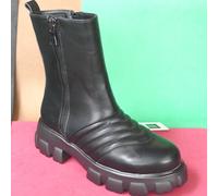 Stivali donna ANFIBI militari moto eco pelle nero stivaletti VVV