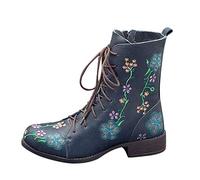 Stivali Donna Boot Bikers Boots Stivaletti Stivali Donna Moda Casual Tacchi Quadrati Scarpe Lunghe alla Caviglia (38,Blu)