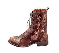 Stivali Donna Boot Bikers Boots Stivaletti Stivali Donna Moda Casual Tacchi Quadrati Scarpe Lunghe alla Caviglia (37,Marrone)