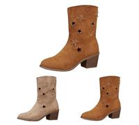 Stivali Donna Camoscio Tacco Blocco Grande Misura Stivaletti Donna Punta A Punta A Stivaletti Stampato Stivali Da Cavaliere All'ingrosso Mollet 2025 Nuovo Stivale All'ingrosso Mollet Boot Mollet