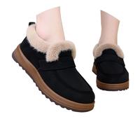 Stivali Donna Imbottiti Scarpe Invernali Eleganti con Pelo Interno Stivaletti Neri Anfibi Pelle Stivale Comodo Alti Polyester Nero 40