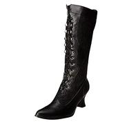 Stivali Donna Invernali al Ginocchio E Plateau Stivaletti con Tacco Largo Scarponcini Ragazza Inverno Pelle Polacchine Boots Zeppa Stivaletto Scarpe Eleganti con Tacco (42,Nero)