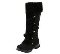 Stivali Donna Invernali Stivale In Cotone Fodera Termico A Metà Polpaccio Caldo Scarpe Con Suola Spessa Stringate Boots Con Cerniera Laterale Peluche Corto Artificiale Stivali Vintage Eleganti