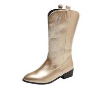 Stivali Donna Invernali,Stivali Donna Invernali Firmati Casual Western Scarpe di Media Altezza Cowboy Stivaletto con Tacco a Blocco Texani Stivaletti con Suola Antiscivolo