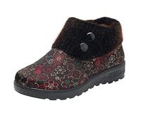 Stivali Donna Inverno Caldo Morbido Floreale Neve Breve Scarpe Casual (39,Rosso)