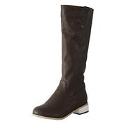 Stivali Donna Moda Pelle Tacco Basso Scarpe con Punta Tonda Slip-On Comodo Western (43,Marrone)