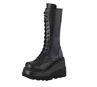 Stivali Donna Moda Scarpe con Zeppa Multicolore con Cerniera (37,Nero)
