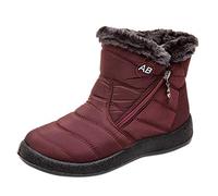 Stivali Donna Neve Stivaletti Impermeabili alla Caviglia Invernali Calzature Calde Vintage Chelsea Stivaletti (39 EU,1- Vino)