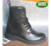 STIVALI DONNA pelle militari anfibi nero classico 36 37 38 39 40 41 ITALIA vF