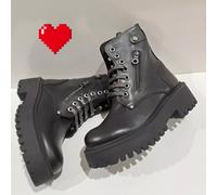 STIVALI DONNA pelle militari anfibi nero classico 37 38 39 40