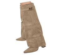 Stivali Donna Pelle Piatta Morbido Camoscio Autunno Inverno Caldi Classico
