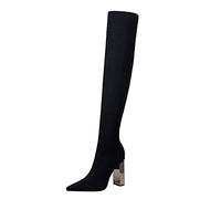 Stivali Donna Sopra Il Ginocchio Con Tacco Alto Stivale Invernali Con Costina Lavorata A Maglia Boots Alti Alla Coscia Scarpe Punta Tinta Unita Caldi Scarpe Lunghi Eleganti Stivali Da Cena E Festa