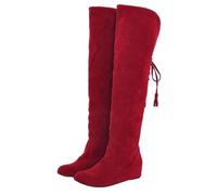 Stivali Donna Sopra Il Ginocchio Pelliccia Sintetica Fodera Stivali Alti Camoscio Calda Scarpe Invernali Boots Lunghi Elastico Comodi Con Con Tacco Basso Monocolore Stivale Dietro Lacci Outdoor