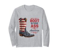 Stivali e Patriottismo America Pride Country Western Attitude Maglia a Manica