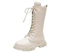 Stivali e Stivaletti Ragazza Bianca Pelle Comfort Chic Alti Cowboy Stivale Equitazione Con Lacci Confortevoli Scarpe Principessa Antiscivolo Cerniere Laterali Gotiche Costume Stivali, 1-bianco, 31