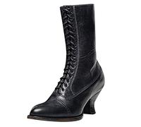 Stivali gotici da donna, stivali con lacci vittoriani, stivali vintage con lacci, stivaletti con tacco, punta a punta, steampunk, stivaletti con cerniera, stivaletti con lacci, a punta, a stelo corto