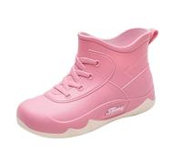 Stivali impermeabili alla caviglia da donna, stivali da pioggia da donna, design con lacci, ideali per commessi casual, passeggiate in città e pendolari piovosi quotidiani, stile sportivo con suola a
