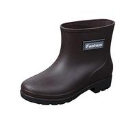 Stivali impermeabili da donna a mezza altezza, antiscivolo, con fodera calda, per l'inverno, comodi stivaletti da giardino, comode scarpe da lavoro, pratici stivali con suola stabile, marrone, 35.5 EU