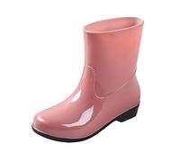 Stivali impermeabili da donna a mezza altezza, antiscivolo, con fodera calda, per l'inverno, comodi stivali da giardino, comode scarpe da lavoro, pratici stivali, Colore: rosa., 37 EU