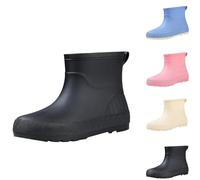Stivali in gomma da donna, neri, impermeabili, stivali da equitazione da donna, a gambo corto, stivaletti piatti, traspiranti, Chelsea Boots, unisex, in gomma, antiscivolo, stivali corti, Colore: rosa