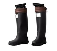 Stivali in gomma da donna, scarpe leggere e impermeabili | Senza calze, stivali da pioggia con gambo medio, in gomma, pieghevoli, con gambo regolabile, suola antiscivolo