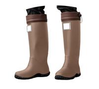 Stivali in gomma da donna, scarpe leggere e impermeabili | Senza calze, stivali da pioggia con gambo medio, in gomma, pieghevoli, con gambo regolabile, suola antiscivolo