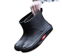 Stivali in Gomma Donna Per Pioggia Tronchetti Altezza Stivaletti slip on da giardino di con tacco basso antiscivolo Impermeabili Rain Boots lavoro all'aperto