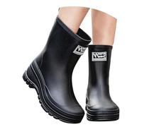 Stivali in gomma impermeabili da donna, a mezza altezza, traspiranti, alla moda, antiscivolo, in gomma, per autunno e inverno, comodi stivaletti da pioggia, Nero , 41 EU