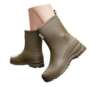 Stivali in gomma impermeabili da donna, a mezza altezza, traspiranti, alla moda, antiscivolo, in gomma, per autunno e inverno, comodi stivaletti da pioggia, verde militare, 41 EU