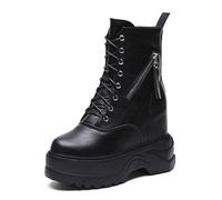 Stivali in Pelle da Donna Stivali Invernali Impermeabili con Plateau Alto Caldo Stivaletti con Zeppa con Tacco nascosti da Donna