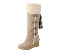 Stivali Invernali Alti al Ginocchio per Donna Caldi Stivali da Neve Eleganti (Beige, 42)