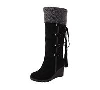 Stivali Invernali Alti al Ginocchio per Donna Caldi Stivali da Neve Eleganti (Black, 39)
