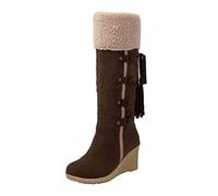 Stivali Invernali Alti al Ginocchio per Donna Caldi Stivali da Neve Eleganti (Brown, 41)