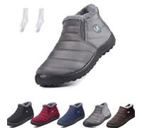 Stivali Invernali Boojoy, Stivali da Neve Invernali da Donna per Uomo Stivaletti Antiscivolo Impermeabili Scarpe da Esterno Calde con Fodera in Pelliccia (Grigio, 38)