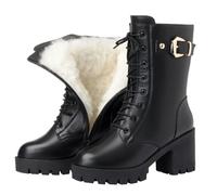 Stivali invernali da donna con calda imbottitura, impermeabili, spessi, comode, scarpe termiche, eleganti, per il tempo libero, antiscivolo, per attività all'aria aperta, Nero , 36 EU