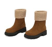 Stivali Invernali Da Donna Con Caldo Colletto in Pile, Stivaletti Foderati Effetto Camoscio Con Suola Antiscivolo, Comodi Doposci Per Le Giornate Fredde,Marrone,40 EU