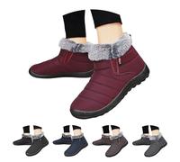 Stivali invernali da donna con imbottitura, impermeabili, antiscivolo, caldi, invernali, comodi per autunno e inverno, viola scuro, 37 EU