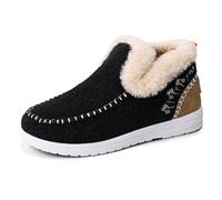 Stivali invernali da donna con plateau foderati in pelle sintetica caldi eleganti per interni ed esterni, per il freddo e come regalo, Nero , 41.5 EU