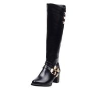 Stivali invernali da donna, foderati, eleganti, in pelle, con fibbia per | Stivali da donna invernali, eleganti, impermeabili, stile Chelsea, per le mezze stagioni, stile vintage, taglia grande