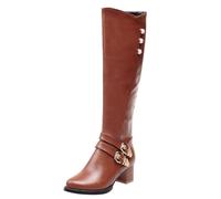 Stivali invernali da donna, foderati, eleganti, in pelle, con fibbia per | Stivali da donna invernali, eleganti, impermeabili, stile Chelsea, per le mezze stagioni, stile vintage, taglia grande