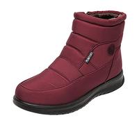 Stivali invernali da donna foderati in peluche, caldi, antiscivolo, alla moda, con suola spessa morbida, stivali corti, durevoli, comodi, scarpe piatte da esterno, ottima vestibilità, Rosso vinaccia