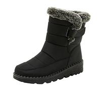 Stivali invernali da donna, impermeabili, con gancio piatto, caldi, comodi e medi, Nero , 40 EU