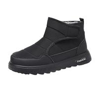 Stivali invernali da donna, senza cerniera, imbottiti, con plateau e plateau, leggeri, per attività all'aria aperta, con gambo corto, scarpe invernali, scarpe termiche, eleganti, Nero , 41 EU